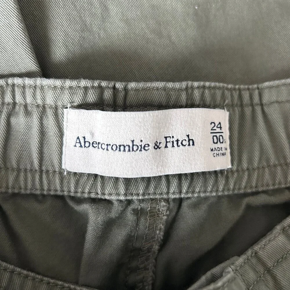 Abercrombie & Fitch Cargo Pants Women's Size 24 Olive Green Wide Leg Utility Y2K - Picture 12 of 13